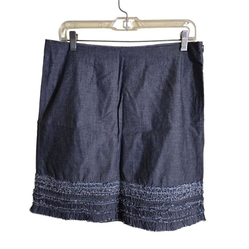 Tommy Bahama Denim Two Palms Ruffle Chambray Skirt 100% Cotton Size 6